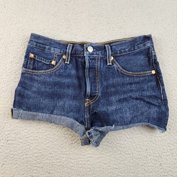 Levi's Pants - Levi's Shorts Womens 27 Blue Jeans 501 Dark Denim Cut Off High Waist Button Fly